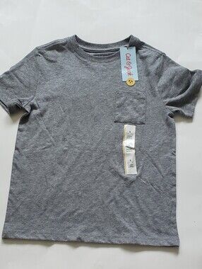 NWT Cat & Jack Kids Grey Short Sleeve Pocket T-Shirt Heather Charcoal